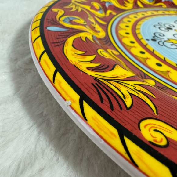 Tuscan Table Italian Dinner Plate 11" Ceramic Red Yellow Light Blue Black Bright - Picture 13 of 13